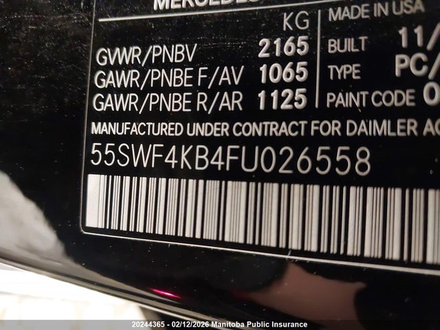 55SWF4KB4FU026558 Mercedes Benz C300w 4matic
