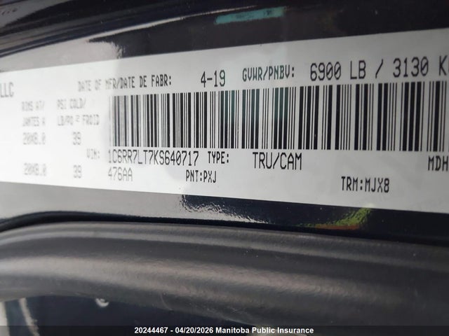 Продаж на аукціоні авто 2019 Dodge Ram 1500 Slt Crew Cab, vin: 1C6RR7LT7KS640717, номер лоту: 20244467