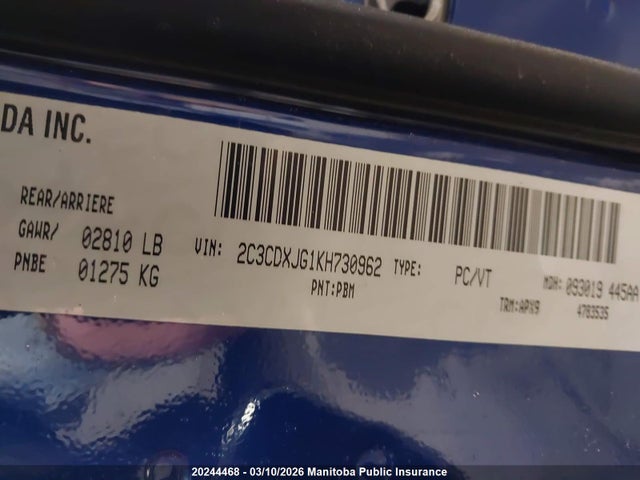 Aukcja sprzedaży 2019 Dodge Charger Sxt, vin: 2C3CDXJG1KH730962, numer aukcji: 20244468
