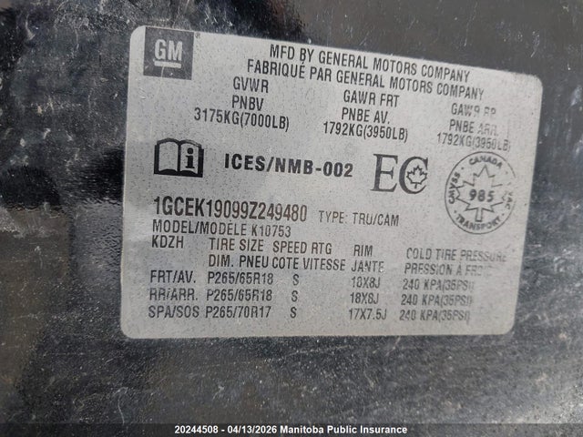 Продажа на аукционе авто 2009 Chevrolet Silverado 1500 Ls Ext Cab, vin: 1GCEK19099Z249480, номер лота: 20244508