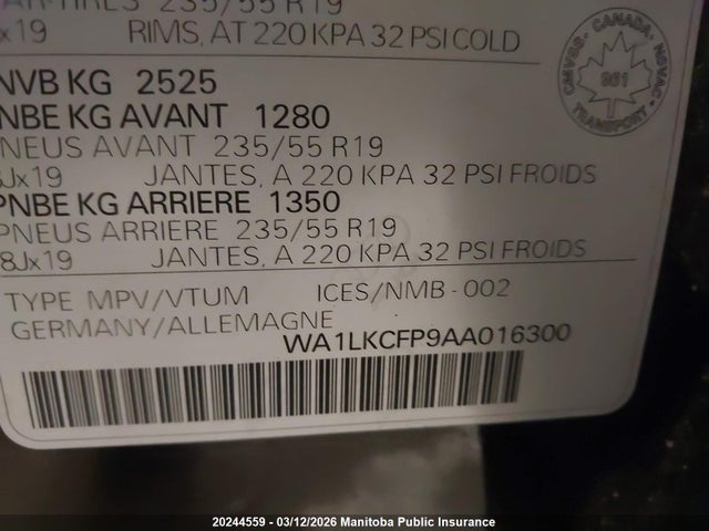 Aukcja sprzedaży 2010 Audi Q5 V6, vin: WA1LKCFP9AA016300, numer aukcji: 20244559
