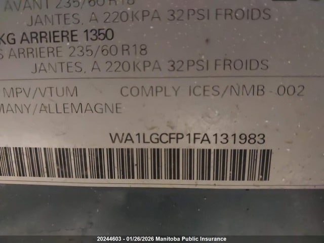 WA1LGCFP1FA131983 Audi Q5 V6