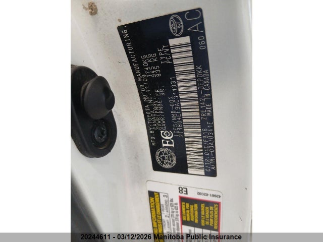 2010 Toyota Corolla Ce მანქანა იყიდება აუქციონზე, vin: 2T1BU4EE9AC311331, აუქციონის ნომერი: 20244611