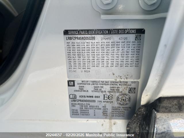 Buick Envision Essense Turbo 2022 LRBFZPR45ND050289 Image 9