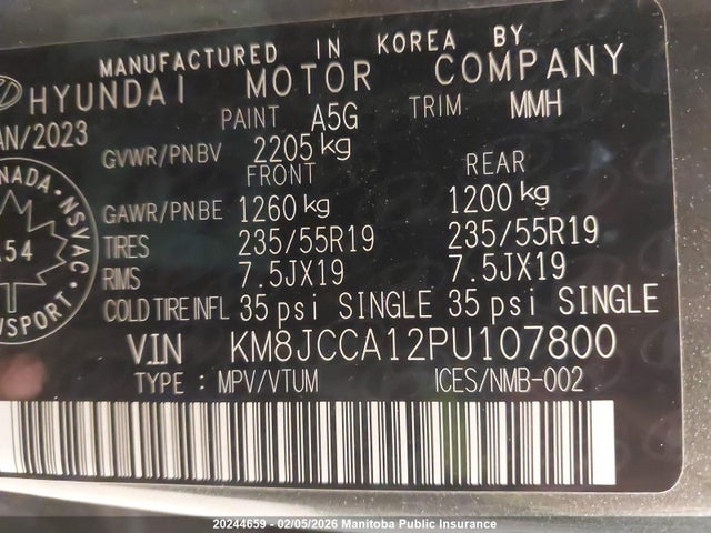 KM8JCCA12PU107800 Hyundai Tucson Luxury Hybrid