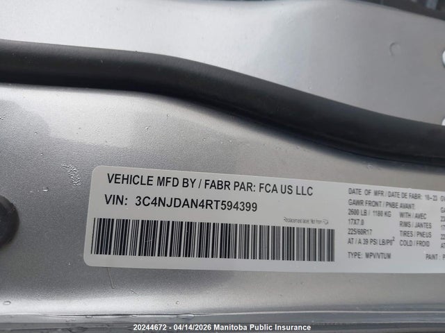 Aukcja sprzedaży 2024 Jeep Compass Sport, vin: 3C4NJDAN4RT594399, numer aukcji: 20244672