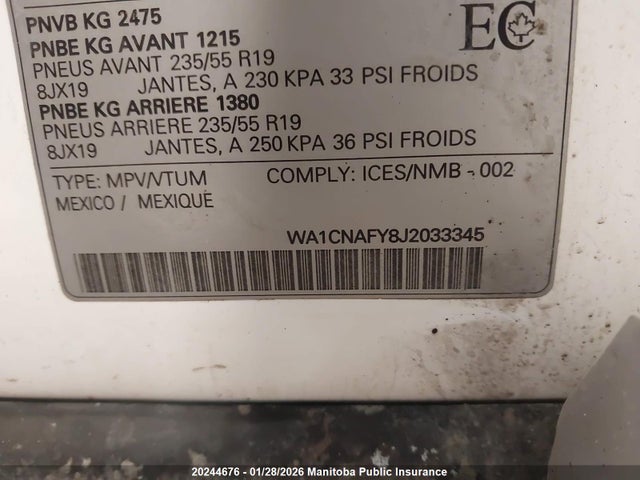 WA1CNAFY8J2033345 Audi Q5