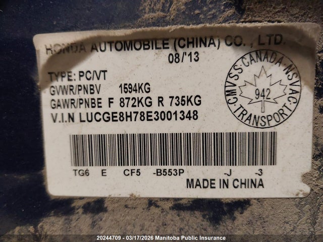 Продаж на аукціоні авто 2014 Honda Fit Sport, vin: LUCGE8H78E3001348, номер лоту: 20244709