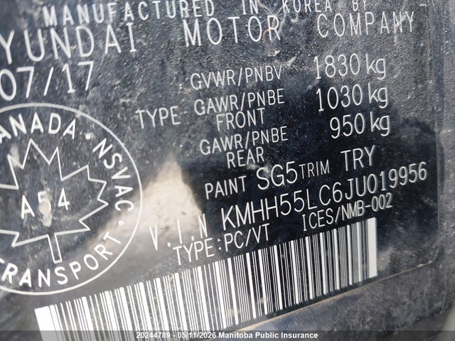 KMHH55LC6JU019956 Hyundai Elantra Gt Sport