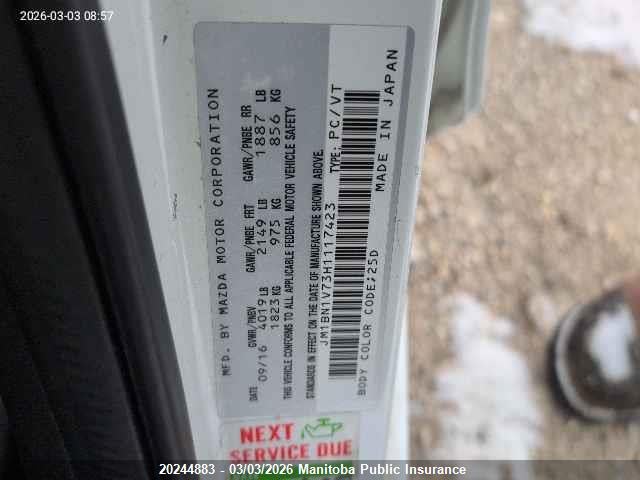 JM1BN1V73H1117423 Mazda Mazda3 Gs Sky