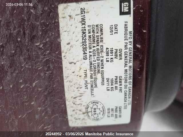 Продажа на аукционе авто 2002 Chevrolet Monte Carlo Ss, vin: 2G1WX15K529235419, номер лота: 20244992