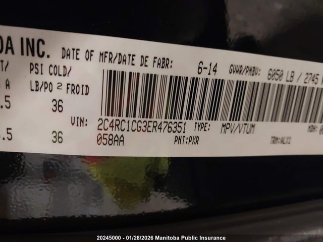 2C4RC1CG3ER476351 Chrysler Town &amp; Country Touring