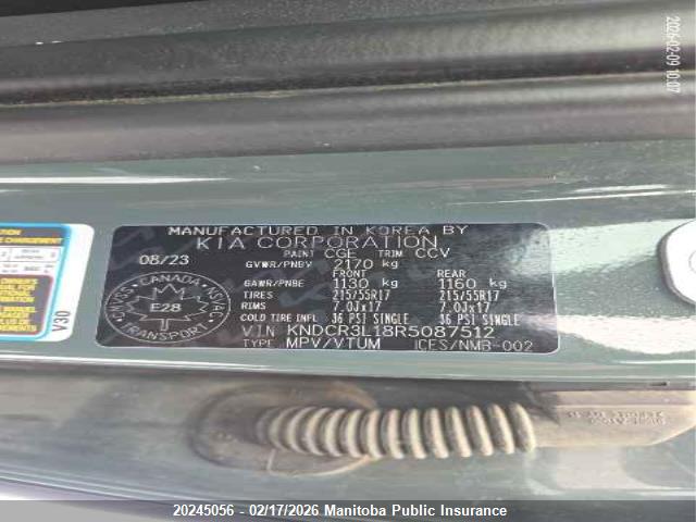 KNDCR3L18R5087512 KIA Niro Ev Wind+