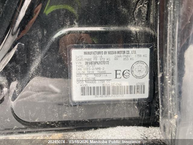 3N1AB7APXJY270172 Nissan Sentra 1.8 Sv