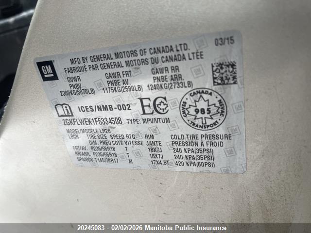 2GKFLWEK1F6334508 GMC Terrain Sle