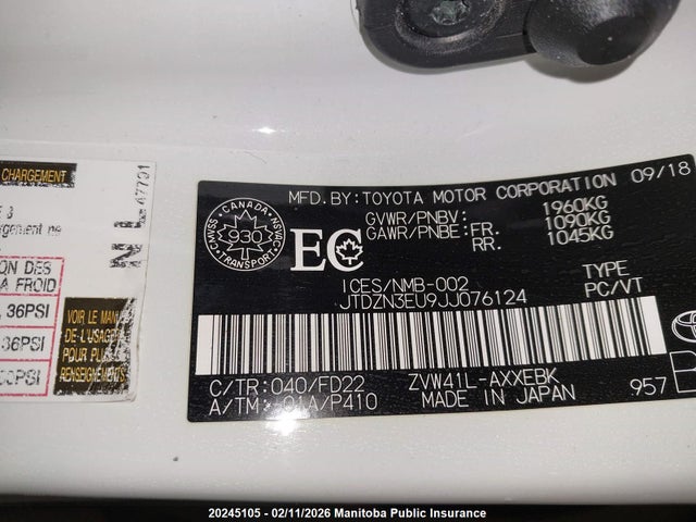 JTDZN3EU9JJ076124 Toyota PRIUS V
