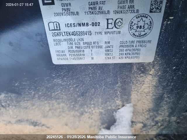 2GKFLTEK4G6288415 GMC Terrain Sle