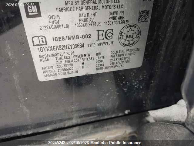 1GYKNERS2HZ105684 Cadillac XT5