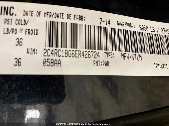 2C4RC1BG6ER426724 Chrysler Town &amp; Country Touring
