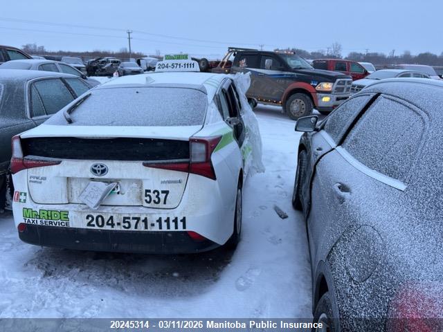 20245314 :رقم المزاد ، JTDL9RFU4L3019784 vin ، 2020 Toyota Prius Awd-e مزاد بيع