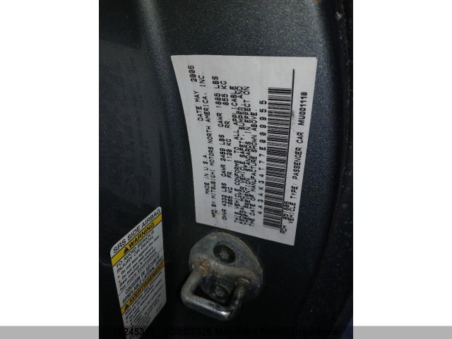 Продаж на аукціоні авто 2007 Mitsubishi Eclipse Gt, vin: 4A3AK34T77E009955, номер лоту: 20245317