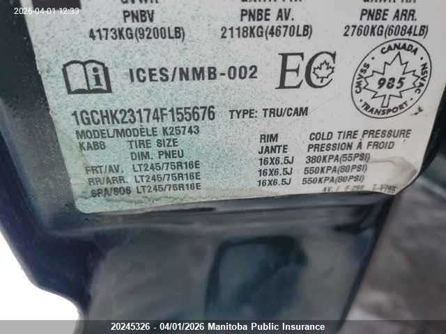 Продаж на аукціоні авто 2004 Chevrolet Silverado 2500 Hd Crew Cab, vin: 1GCHK23174F155676, номер лоту: 20245326