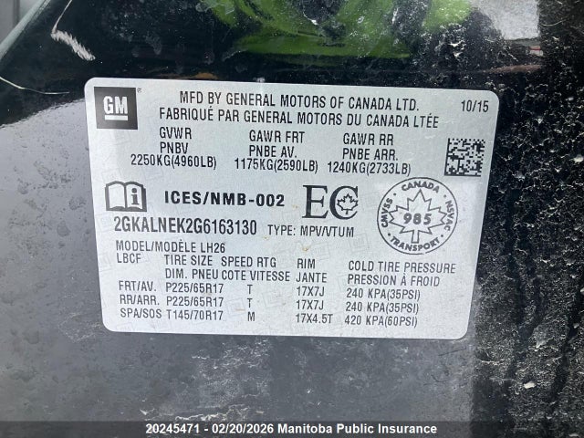 2GKALNEK2G6163130 GMC Terrain Sle
