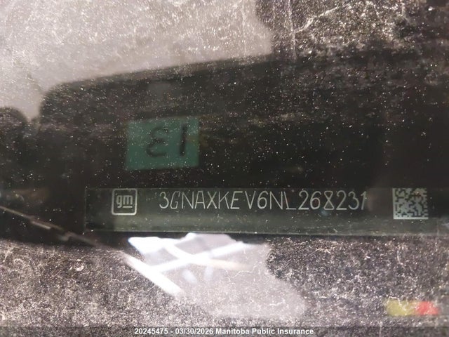 3GNAXKEV6NL268231 Chevrolet EQUINOX LT