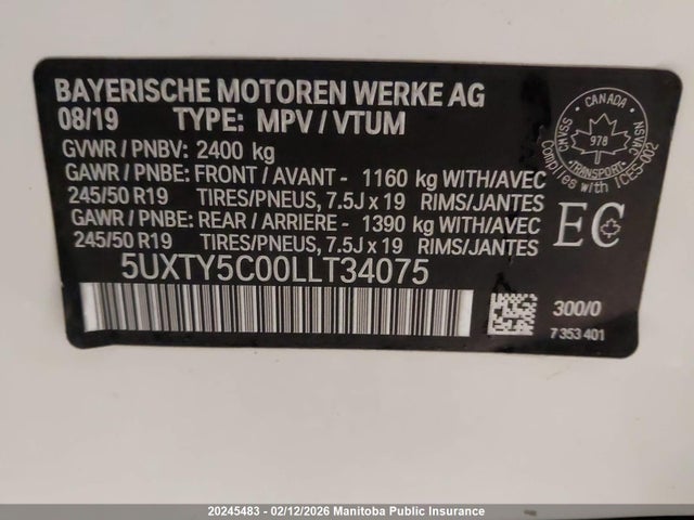 5UXTY5C00LLT34075 BMW X3 30i