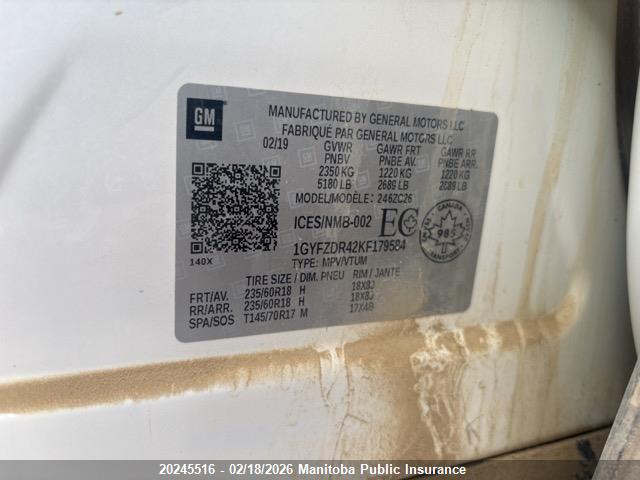 1GYFZDR42KF179584 Cadillac XT4