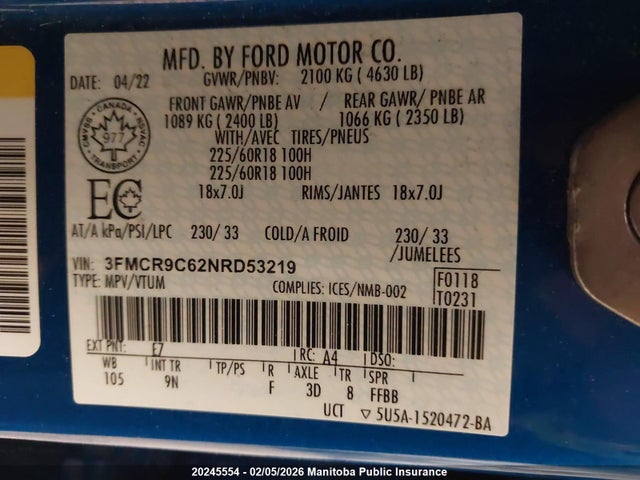 3FMCR9C62NRD53219 Ford Bronco Sport