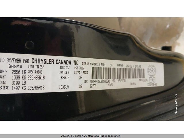 20245578 :رقم المزاد ، 2D4RN4DG5BR692341 vin ، 2011 Dodge Grand Caravan Se مزاد بيع