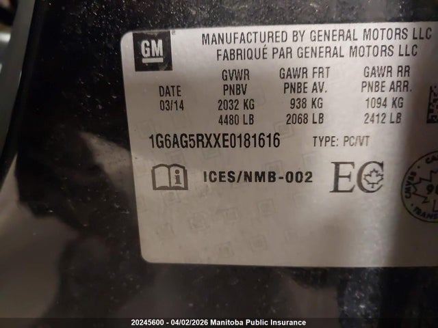 1G6AG5RXXE0181616 Cadillac Ats Turbo