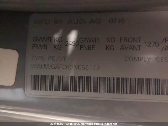 WAUWGAFC6GN056113 Audi A7 3.0t Quattro