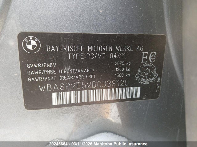 20245664 :رقم المزاد ، WBASP2C52BC338120 vin ، 2011 Bmw 535i Xdrive Gt مزاد بيع