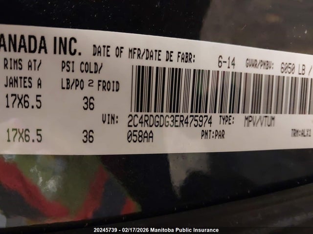 2C4RDGDG3ER475974 Dodge Grand Caravan Crew