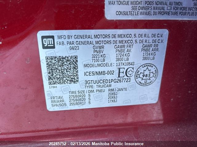 3GTUUCED1PG267723 GMC Sierra 1500 Elevation Crew Cab
