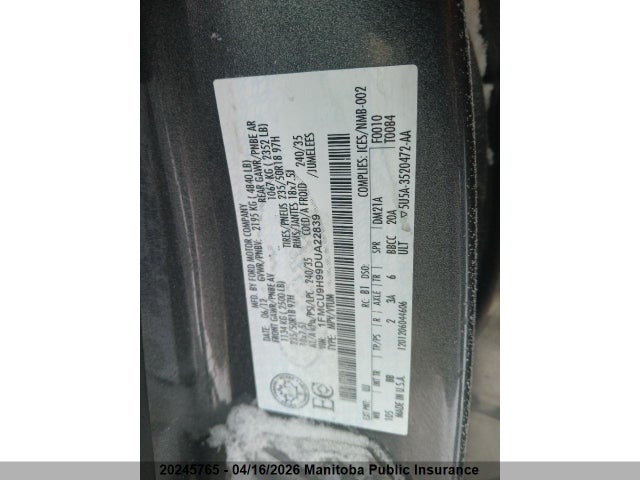 Продажа на аукционе авто 2013 Ford Escape Sel, vin: 1FMCU9H99DUA22839, номер лота: 20245765