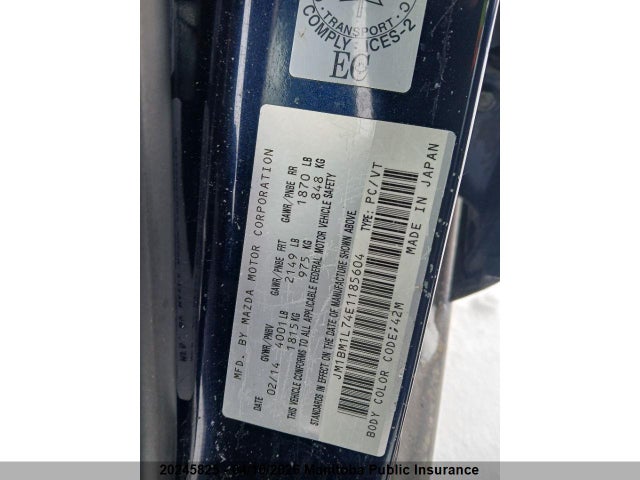 JM1BM1L74E1185604 Mazda Mazda3 Sport Gs Sky