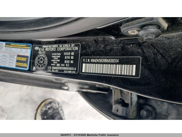 Aukcja sprzedaży 2011 Kia Rio 5 Ex Convenience, vin: KNADH5B39B6838314, numer aukcji: 20245913