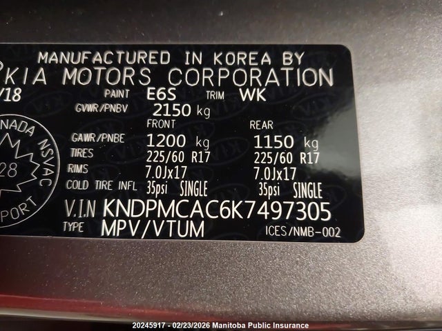 KNDPMCAC6K7497305 KIA Sportage Lx