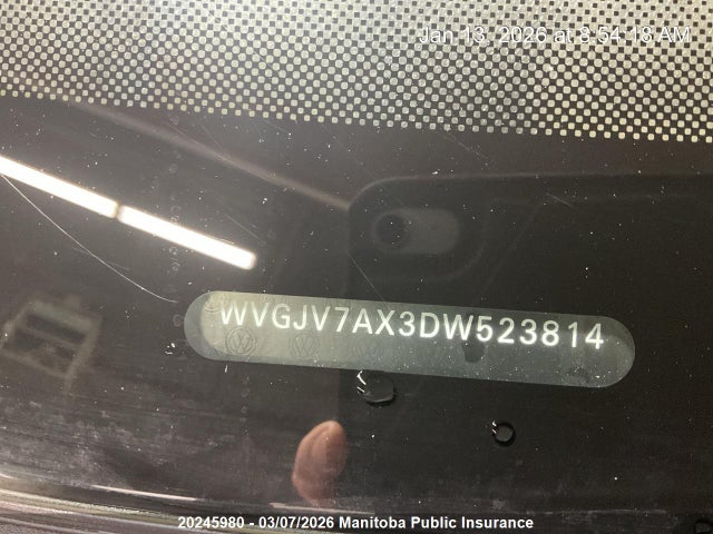 Aukcja sprzedaży 2013 Volkswagen Tiguan 2.0 Tsi, vin: WVGJV7AX3DW523814, numer aukcji: 20245980