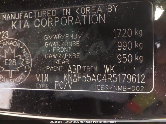KNAF55AC4R5179612 KIA Forte5 Ex