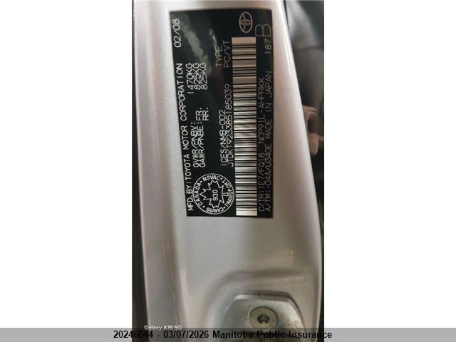 20246044 :رقم المزاد ، JTDKT923385185039 vin ، 2008 Toyota Yaris Rs Rs مزاد بيع