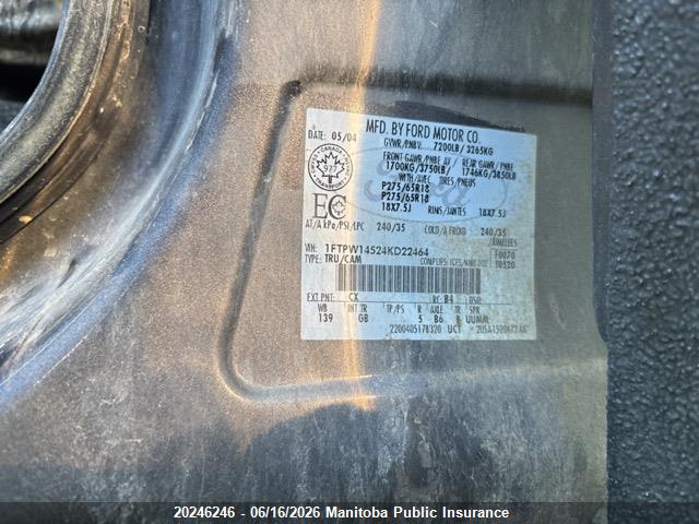 Продажа на аукционе авто 2004 Ford F150 Supercrew, vin: 1FTPW14524KD22464, номер лота: 20246246