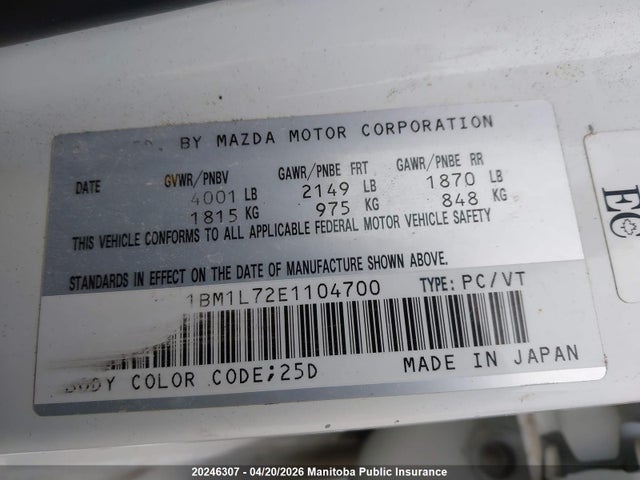 JM1BM1L72E1104700 Mazda Mazda3 Sport Gs Sky