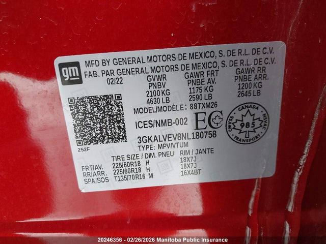 3GKALVEV8NL180758 GMC Terrain Slt