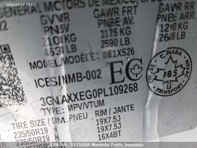 3GNAXXEG0PL109268 Chevrolet Equinox Premier