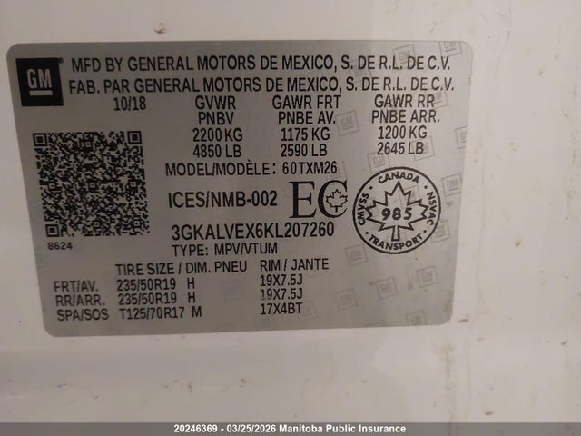 3GKALVEX6KL207260 GMC Terrain Slt 2.0t