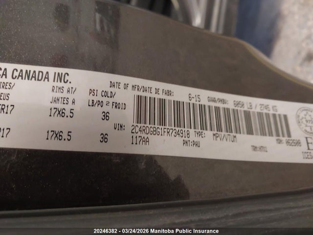2C4RDGBG1FR734918 Dodge Grand Caravan Se